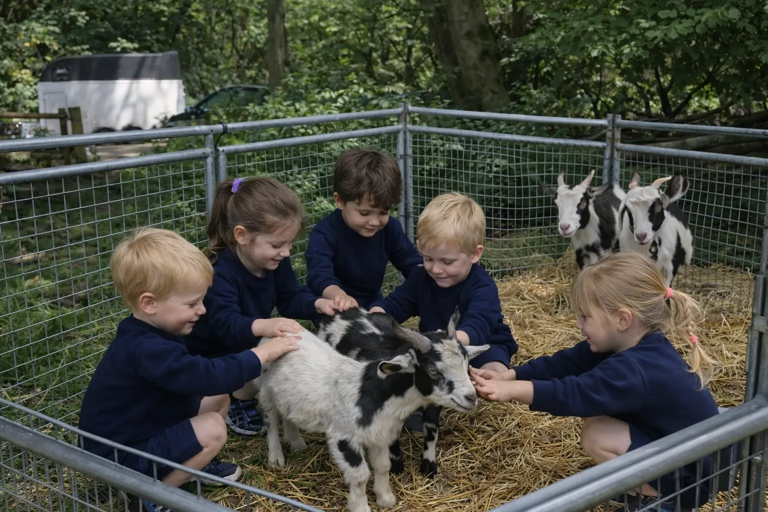 Kinderen met geitjes